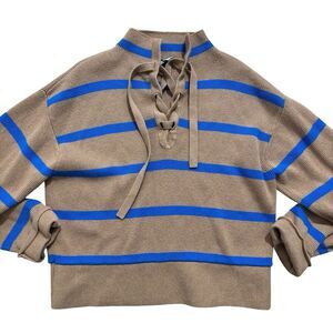 Everlane Tan and Blue Striped Sweater
